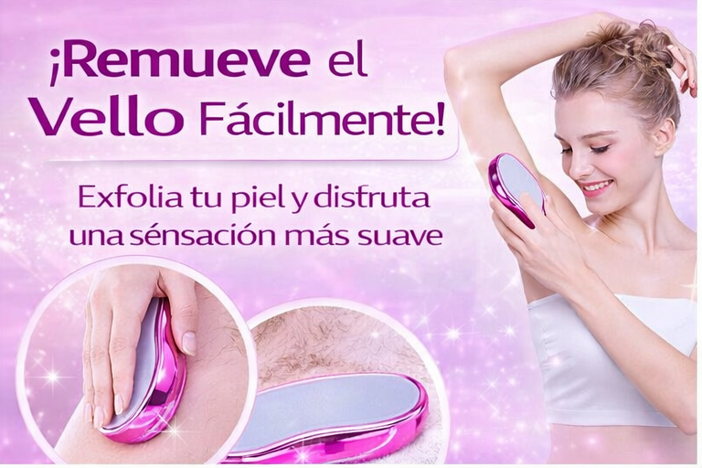 Depilador de Cristal Reutilizable para Remover Vello y Exfoliar la Piel sin Dolor