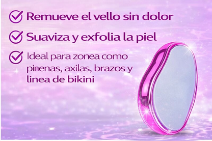 Depilador de Cristal Reutilizable para Remover Vello y Exfoliar la Piel sin Dolor